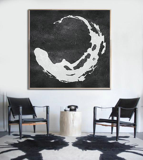Handmade Extra Large Contemporary Painting,Oversized Minimal Black And White Painting,Acrylic Painting Large Wall Art #Y7N6